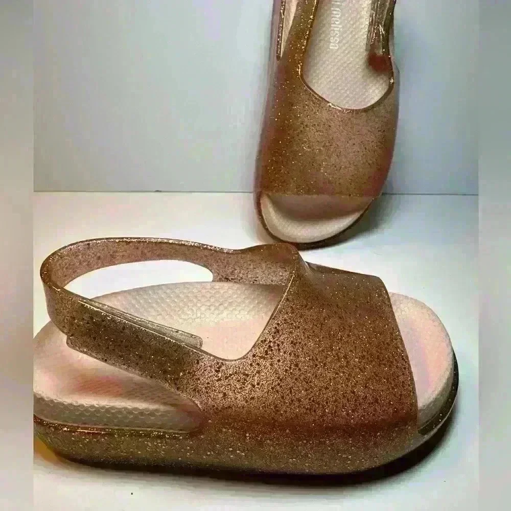NWOT Mini Melissa Silver Glitter Sandals size baby 7